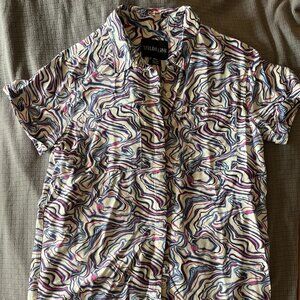Wildfang Purple Swirl Short Sleeve Essential Button Up Shirt